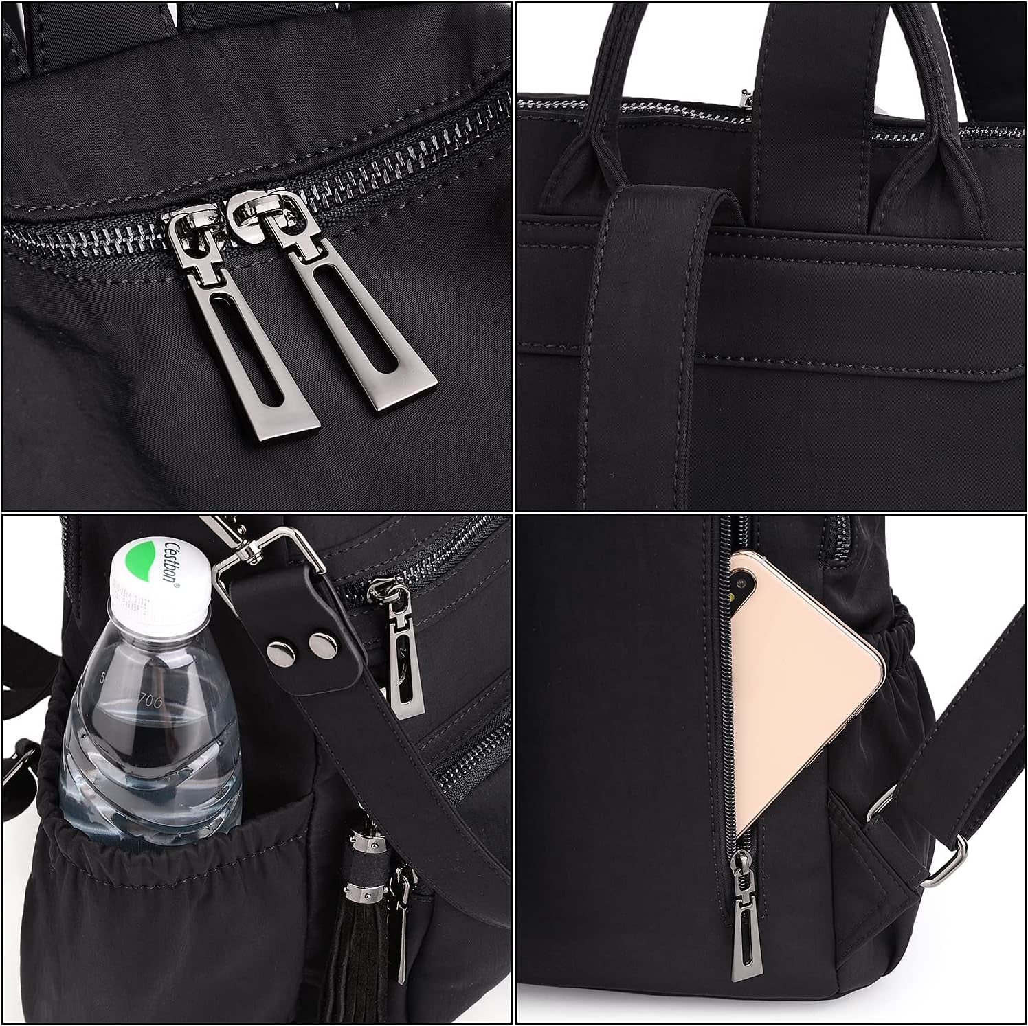 UTO Women Backpack Purse Leather Vegan Ladies Fashion Designer Rucksack Convertible Travel Shoulder Bag with Tassel
