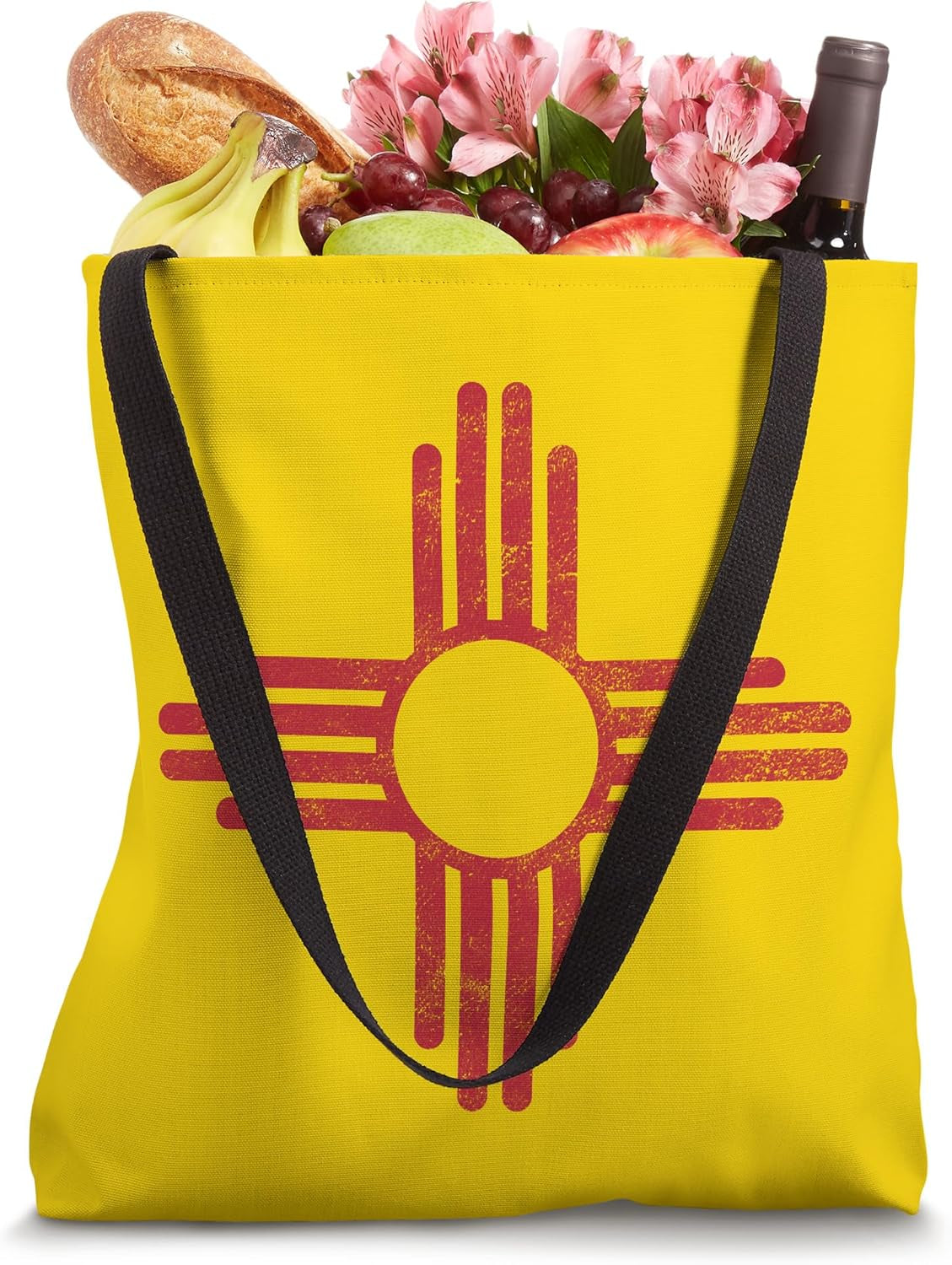 Vintage New Mexico Flag Zia Sun Symbol Tote Bag