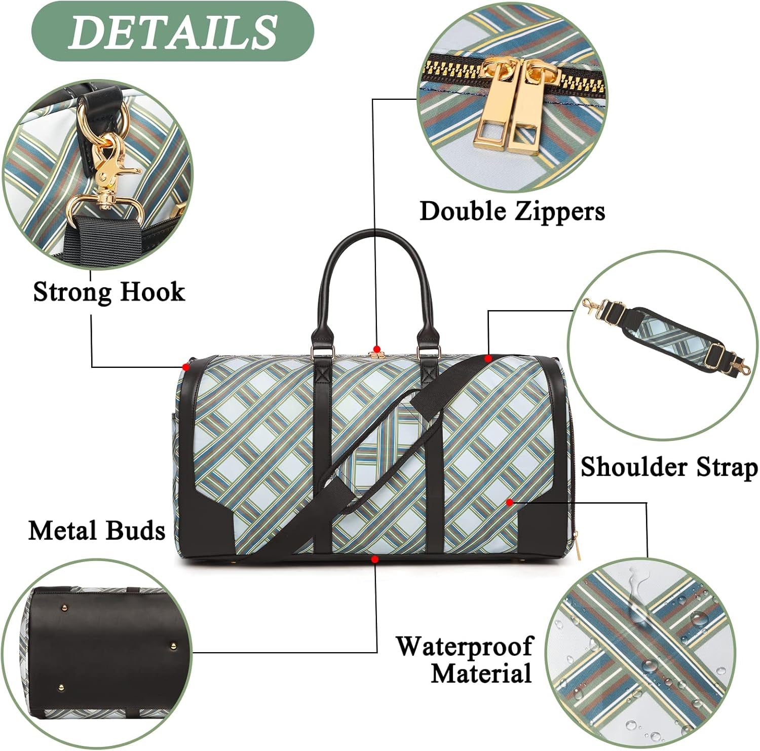 2Pcs Weekender Bags for Women with Toiletry Bag Shoe Compartment Cheap Overnight Bag Carry on Tote Duffle Bag for Travel Clearance Flight Approved, Green
