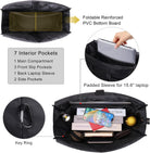Utility Tote Bag with Laptop Compartment Luggage Sleeve Zippered Multi-Pocket Commute Shoulder Purse for Nursing/Work
