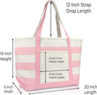 DALIX Flamingo Striped Canvas Tote Bag Premium Cotton