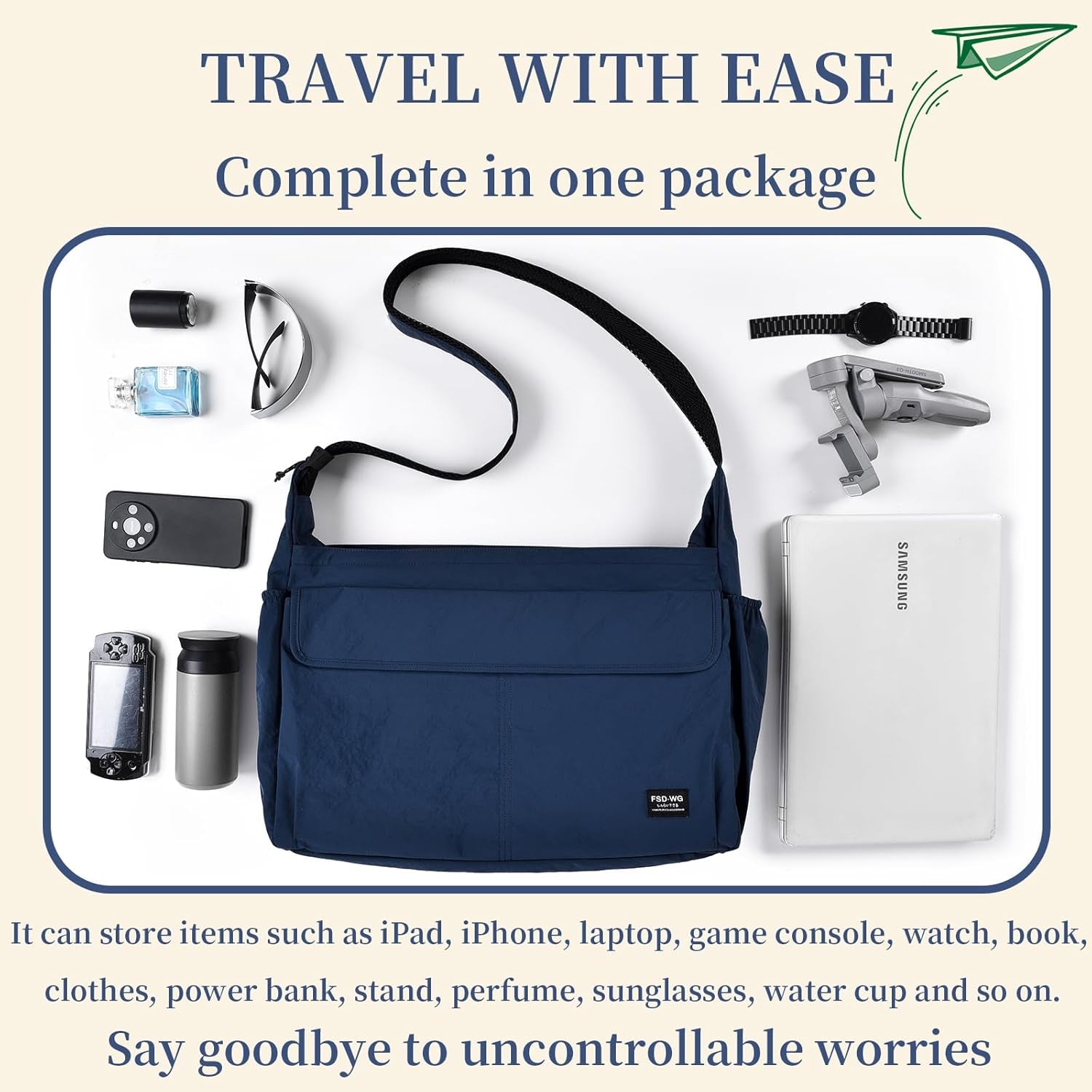 FSD.WG Men Messenger Bag Laptop Bag Shoulder Bag Large Capacity Computer Casual Bag for Work College Travel