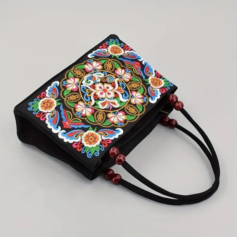 Ethnic Embroidered Shoulder Bag - Boho Floral Vintage Purse for Women