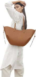 Wing Cyme Cowhide Bucket Tote Bag - Large Capacity Commuting
