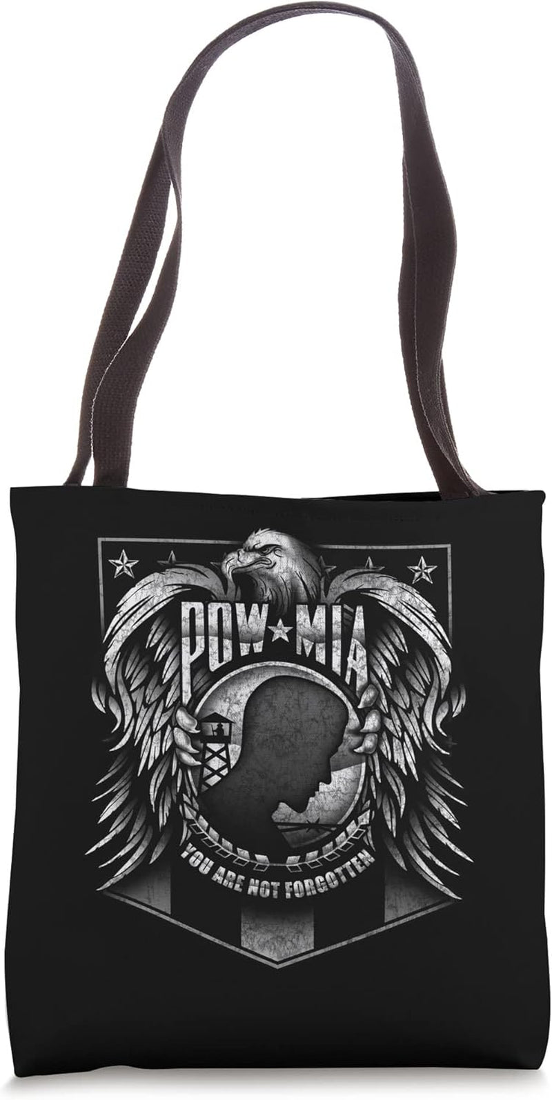 US Military POW MIA You Are Not Forgotten Shield with Eagle Tote Bag