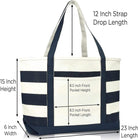 Anchor with Rope Womens Embroidered Striped Tote Bag Premium Cotton