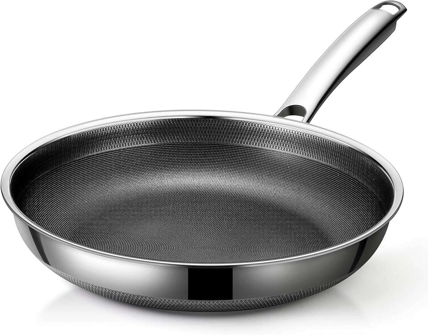 Non Stick Frying Pans,Hybrid 10 Inch Frying Pans Nonstick,Pfoa Free Cookware,Non Stick Stainless Steel Skillets,Dishwasher and Oven Safe, Works on Induction,Ceramic and Gas Cooktops