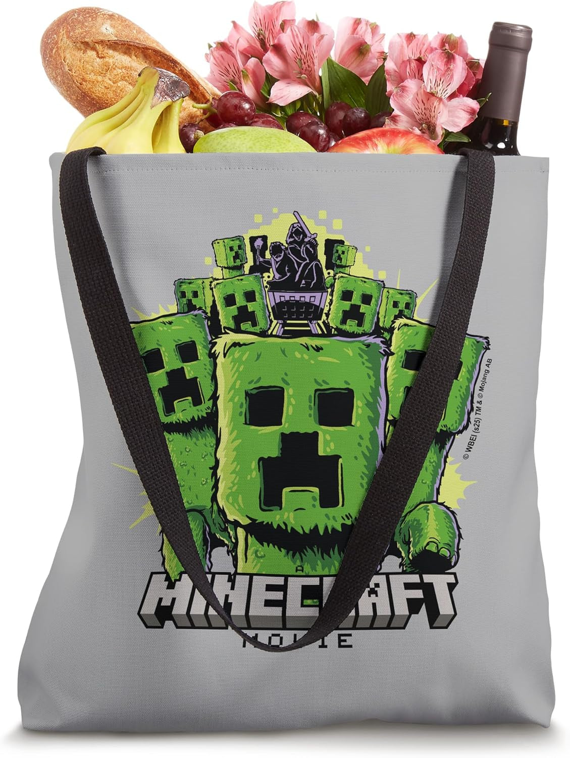 A Minecraft Movie Group of Creepers Surrounding the Heroes Tote Bag