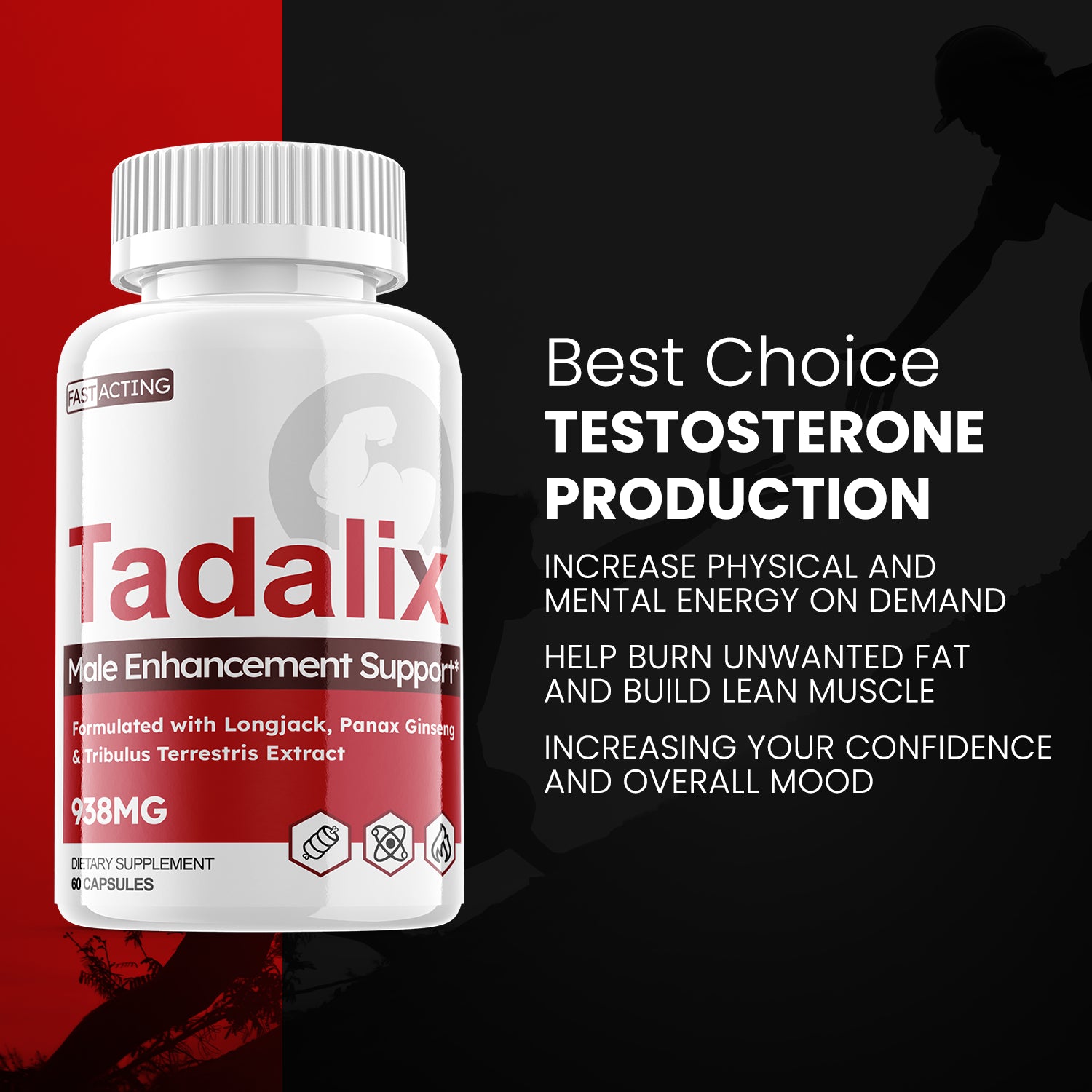 Tadalix-Red - Male Virility - 3 Bottles - 180 Capsules