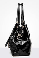 Women Patent Hobos Shiny Top-Handle Bags Chain Handbags Large Shoulder Bags for Ladies Sequin Purse