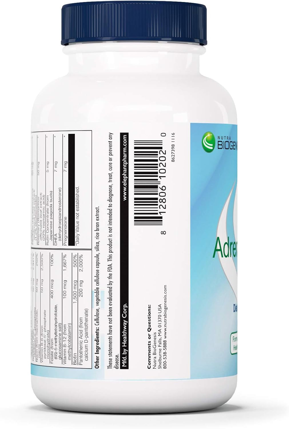 Nutra Biogenesis Adrenal Support plus - Adrenal Support Supplements for Women & Men, Adrenal Complex with Pregnenolone, DHEA & Herbs for Daily Calm, Energy & Focus Support - 60 Capsules