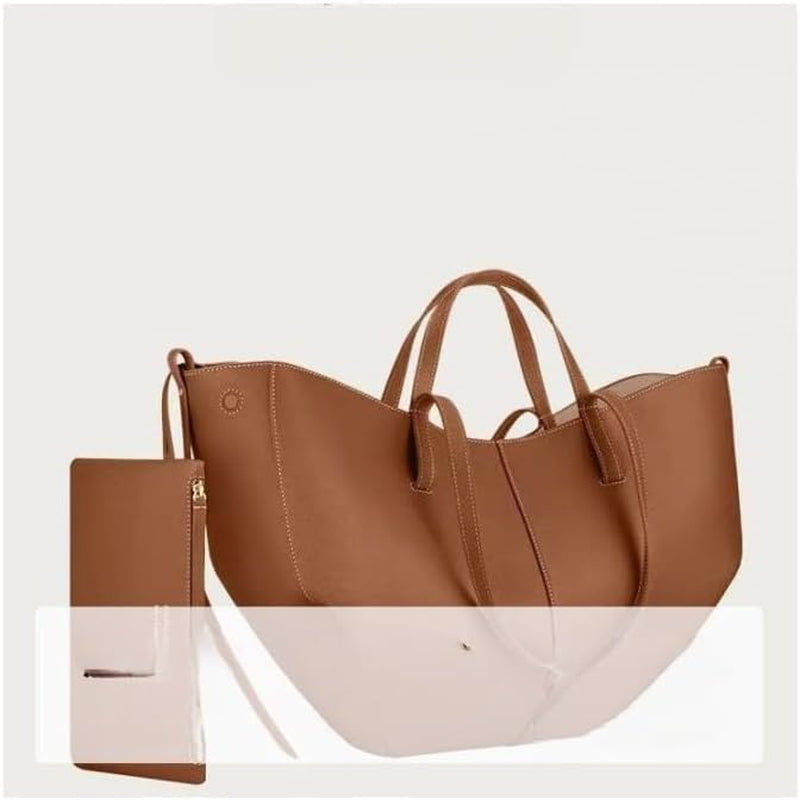 Wing Cyme Cowhide Bucket Tote Bag - Large Capacity Commuting