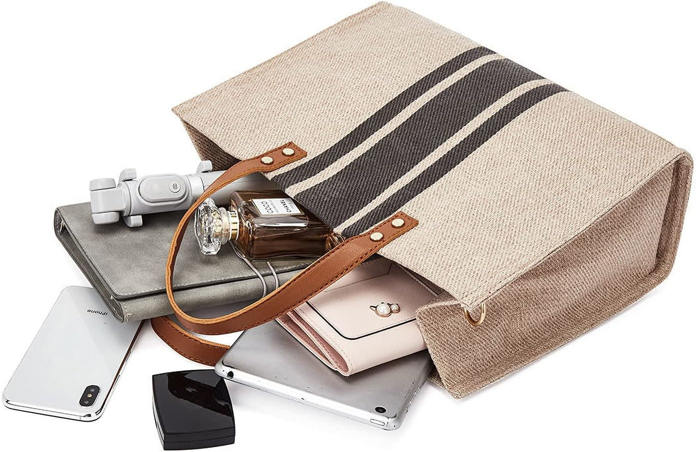 Wegang Canvas Tote Bag, Women’S Crossbody Shoulder Bag, Large Woven Handbag, Straw Tote Hand Bags Casual Bag Foldaway Style for Shopping Working Travel Beach