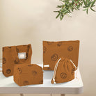 4 Pcs Corduroy Cosmetic Bag, Lovely Face Capacity Toiletry Bag, Aesthetic Preppy Makeup Bags, Corduroy Tote Bag, Small Drawstring Makeup Bag, Washable Toiletry Organizer Pouch