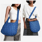 YFGBCX Quilted Tote Bag for Women Puffer Bag Quilted Bag Lightweight Puffy Tote Bag Quilted Padding Shoulder Bag Padded Hobo Crossbody Bag Zip Closure A09-Blue