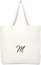 DALIX Monogram Bag Personalized Totes for Women Open Top Natural Letter A-Z