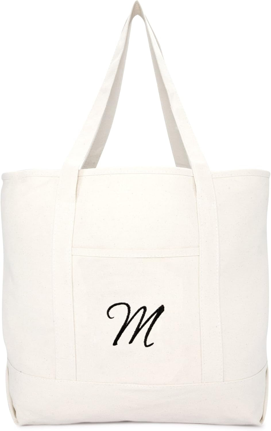 DALIX Monogram Bag Personalized Totes for Women Open Top Natural Letter A-Z