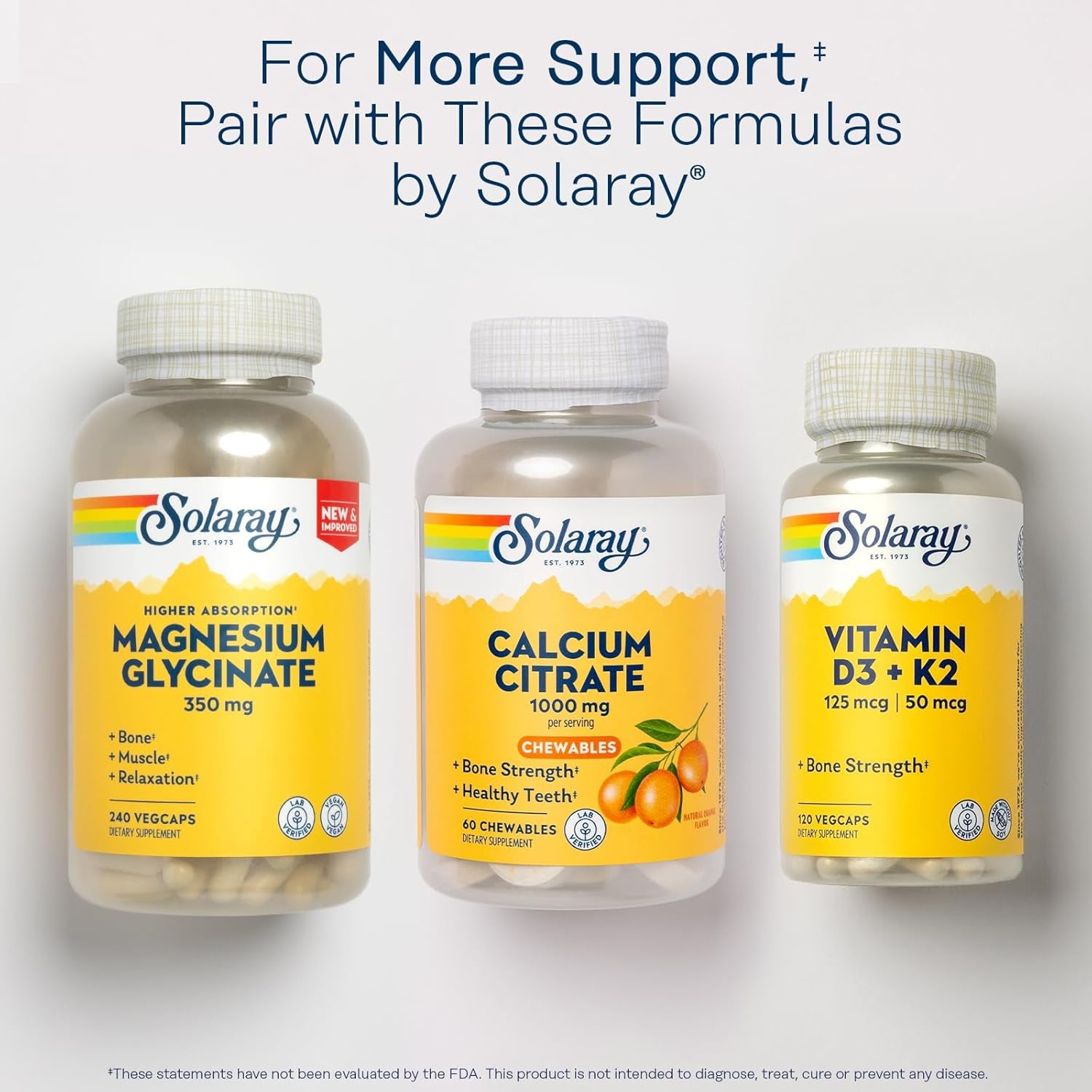 Solaray Calcium Citrate 1000 Mg, Natural Orange Flavor Chelated Calcium Supplement for Bone Strength, Teeth, Nerve, Muscle, and Heart Function Support, 60-Day Guarantee, 15 Servings, 60 Chewables