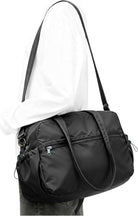Small Black Gym Duffle Bag for Women Men, Waterproof Weekender Handbag Carry on Travel Bag for Airplane, Sports Yoga Tote Bag with Dry Wet Pocket