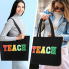 10 Pcs Teacher Tote Bags Women Teacher Appreciation End of the Year Gifts Canvas Letter Patches Handbag