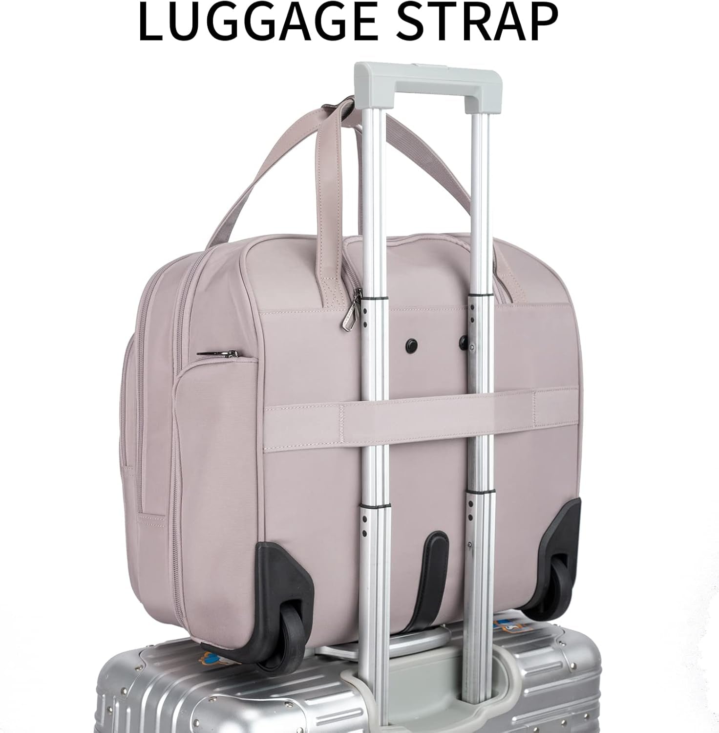 VANKEAN Laptop Bag Women with Wheels, 15.6 Inch Rolling Briefcase for Women, Water Repellent Overnight Rolling Computer Bag with RFID Pockets for Travel Business Work School, Light Dusty Pink