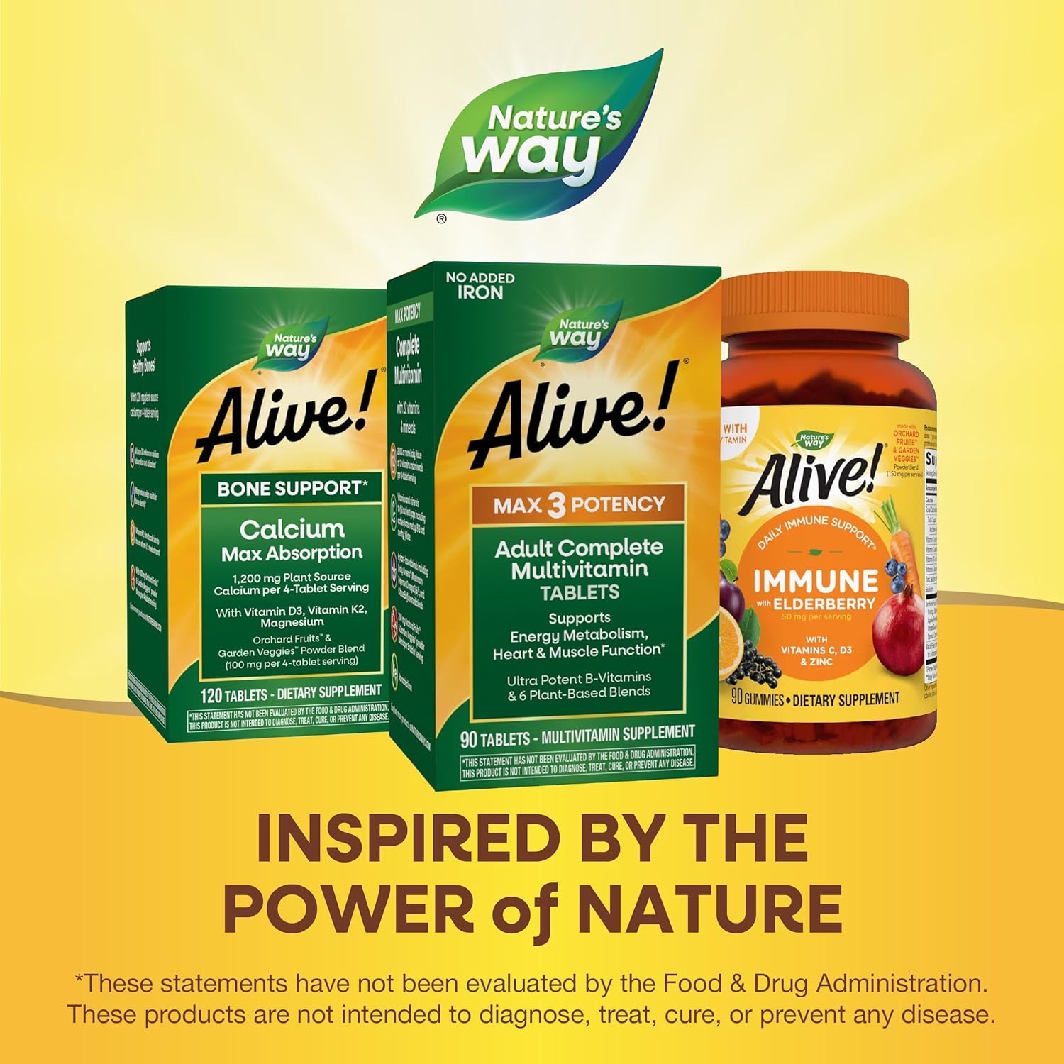 Nature'S Way Alive! Max3 Potency Adult Complete Multivitamin, High Potency B-Vitamins to Support Energy Metabolism*, with Methylated B12 and Folate, No Added Iron, 90 Tablets