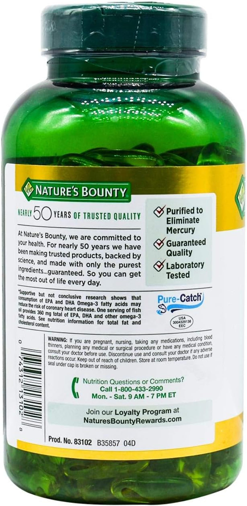 Nature'S Bounty Fish Oil, Supports Heart Health, 1200 Mg, Rapid Release Softgels, 200 Ct