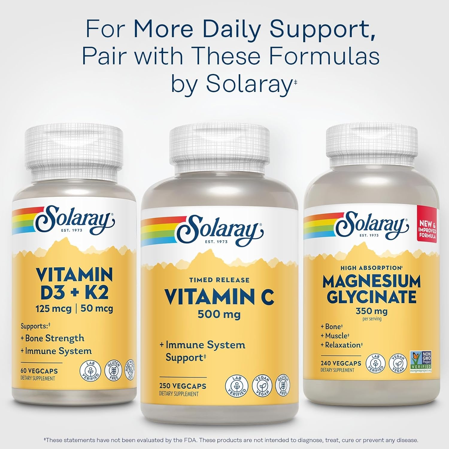 SOLARAY Vitamin C 500Mg, Two-Stage Timed Release - Antioxidant and Immune Support Supplement - Vitamin C with Rose HIPS and Acerola, Vegan, Gluten Free, 60-Day Guarantee, 250 Servings, 250 Vegcaps