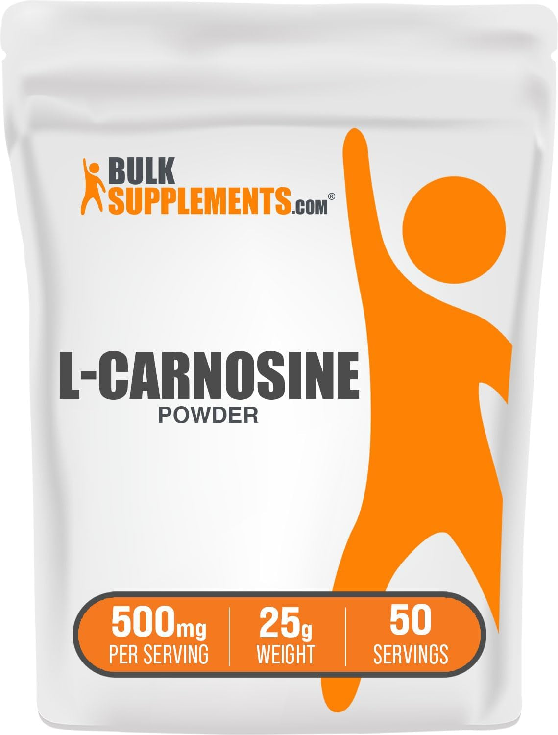 Bulksupplements.Com L-Carnosine Powder - Carnosine Supplement, Carnosine 500Mg - Amino Acid Supplement, Gluten Free, 500Mg per Serving, 25G (0.88 Oz) (Pack of 1)